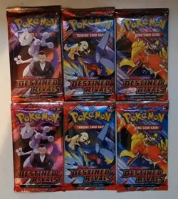 Pokemon TCG Lot Of 6 Scarlet & Violet Destined Rivals Booster Pack 10 Cards - Image 1