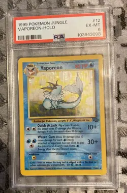 PSA 6 1999 Pokemon TCG Jungle Vaporeon Holo Rare 12/64 EX-MT - Image 1