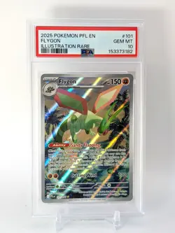 2025 POKEMON PFL EN PHANTASMAL FLAMES ILLUSTRATION RARE #101 FLYGON PSA 10 🐦‍🔥 - Image 1