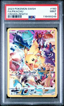 2023 POKEMON SWORD & SHIELD CROWN ZENITH #160 FULL ART/PIKACHU PSA 9 - Image 1