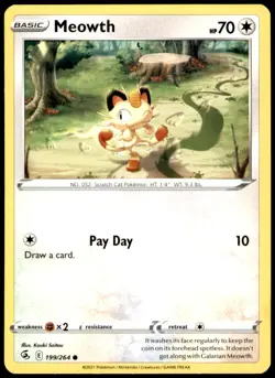 Meowth 199/264 Common Fusion Strike Pokemon Near Mint - Image 1