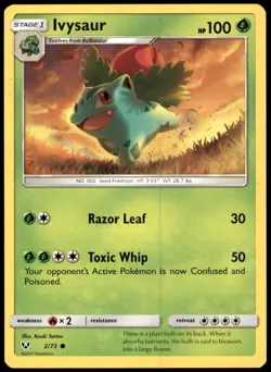 Ivysaur 2/73 Common Shining Legends Pokemon Lightly Played - Image 1