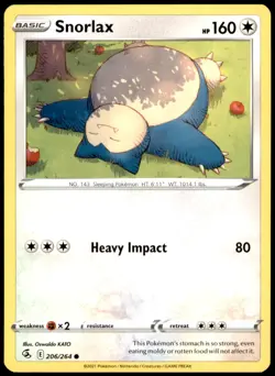 Snorlax 206/264 Common Fusion Strike Pokemon Near Mint - Image 1