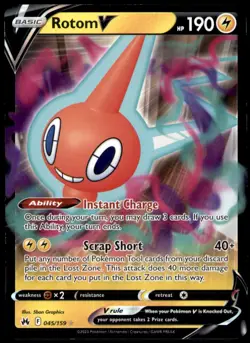 Rotom V 045/159 Holo V Rare Crown Zenith Pokemon Near Mint - Image 1