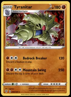 Tyranitar 088/189 Holo Rare Darkness Ablaze Pokemon Holo Near Mint - Image 1