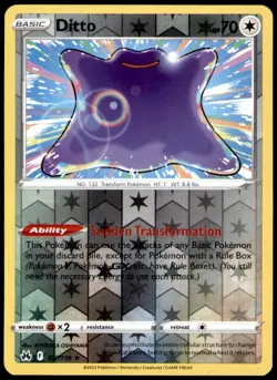 Ditto 107/159 Holo Rare Crown Zenith Pokemon Reverse Holo Near Mint - Image 1