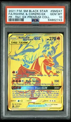 Pokemon TCG PSA 10 2021 SM Black Star Promo Reshiram & Charizard GX SM247 - Image 1