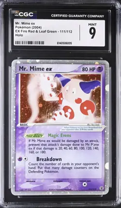Mr. Mime EX 111/112 Fire Red & Leaf Green EX Pokemon Card Holo CGC 9 - Image 1