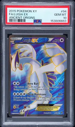 2015 POKEMON XY ANCIENT ORIGINS #94 FULL ART/LUGIA EX PSA 10 - Image 1