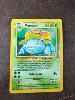 Venusaur 015/102 Base Set Holo RARE Vintage Pokemon Trading Card Unlimited - Image 2