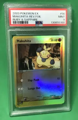 PSA 9 MINT Makuhita Reverse Foil VTG 2003 Pokemon Ex Ruby & Sapphire #56 - Image 1