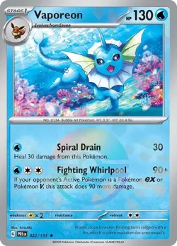 Pokemon - English Vaporeon (Poke Ball) Holo SV: Prismatic Evolutions 022/131 NM - Image 1