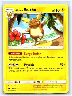 Alolan Raichu 31/111 Holo Rare Crimson Invasion Pokemon Holo Lightly Played - Image 1