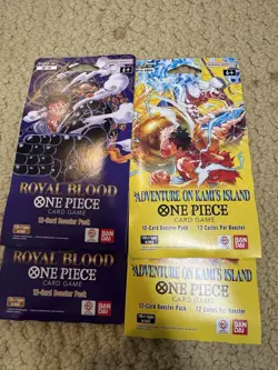 2 Sleeves Each of OP15 Kami Island & OP10 Royal Battle Unopen One Piece 4 Total - Image 1