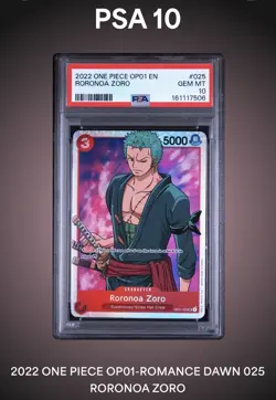 One Piece TCG Roronoa Zoro OP01-025 Romance Dawn Foil Eng 2022 PSA 10 - Image 1
