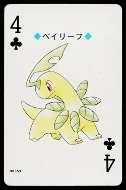 Bayleef 4 of Clubs Pokemon Gold Deck Playing Cards Heavily Played - Image 1