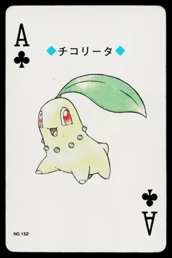 Chikorita Ace of Clubs Pokemon Gold Deck Playing Card Heavily Played - Image 1