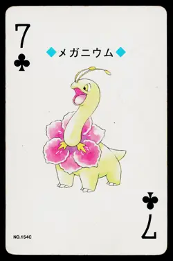 Meganium 7 of Clubs Pokemon Gold Deck Playing Card Heavily Played - Image 1