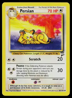 Pokemon Card Base Set 2 Persian 56/130 Uncommon - Image 1