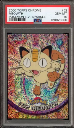 Pokemon Topps Chrome Meowth Sparkle #52 PSA 10 Gem Mint - Image 1