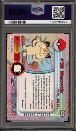 Pokemon Topps Chrome Meowth Sparkle #52 PSA 10 Gem Mint - Image 2