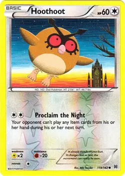 Hoothoot Common Reverse Holo Breakthrough Pokemon Card 119/162 NM - Image 1