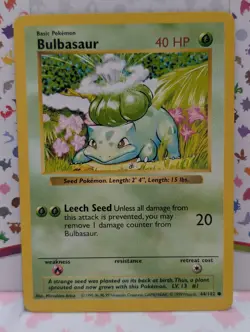 1999 Bulbasaur 044/102 Base Set (Shadowless) WOTC Error Card - Image 1