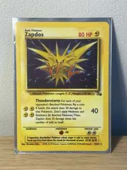 Pokemon TCG Zapdos 15/62 Fossil Rare Holo Card LP Condition - Image 1