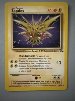 Pokemon TCG 1999 Fossil Zapdos Card 30/62 Non-Holo Rare, LP/NM Condition - Image 1