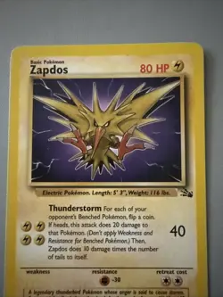 Pokemon TCG 1999 Fossil Zapdos Card 30/62 Non-Holo Rare, LP/NM Condition - Image 3