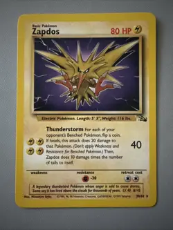Pokemon TCG 1999 Fossil Zapdos Card 30/62 Non-Holo Rare, LP/NM Condition - Image 4