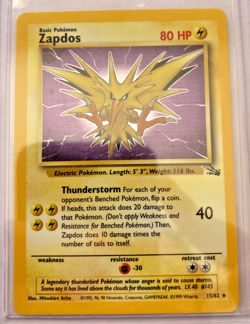 Zapdos ULTRA RARE MINT HOLO 15/62 Fossil WOTC 1999 Pokemon Card TCG - Image 1