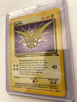 Zapdos ULTRA RARE MINT HOLO 15/62 Fossil WOTC 1999 Pokemon Card TCG - Image 2