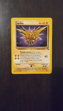 Pokemon TCG Zapdos Fossil Card 30/62 Non Holo Rare - Image 1