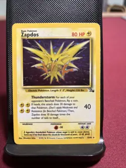 Pokemon TCG Zapdos Fossil Holo Card 15/62 Unlimited Rare - Image 1