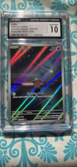 Cleffa 202/197 CGC 10 Gem Mint Illustration Rare 2023 Pokemon SV Obsidian Flames - Image 1