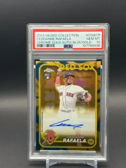 2024 Topps Gilded Collection Ceddanne Rafaela Chrome Auto BlueGold /50 PSA 10 - Image 1