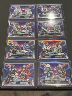 2025 Topps Chrome Cosmic Football StarClusters Insert Lot (8) Cards - Image 1