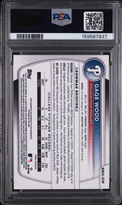 2025 Bowman Draft Mega Box Chrome Gage Wood Auto Green Refractor /99 PSA 10! - Image 2