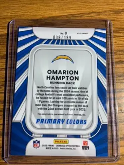 Panini 2025 Donruss Optic Omarion Hampton Rookie Primary Colors Auto /199 #8 - Image 2