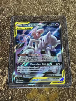 Pokemon Mewtwo and Mew GX TCG Sun & Moon Holo Promo Card #SM191 Near Mint - Image 1