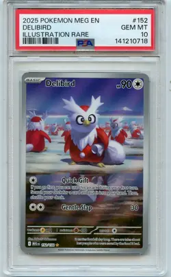 2025 POKEMON MEG EN-MEGA EVOLUTION ILLUSTRATION RARE #152 DELIBIRD PSA 10 - Image 1