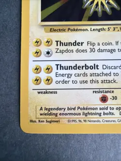 1999 Pokemon Base Set Zapdos Holo Rare Card 16/102 - Image 3