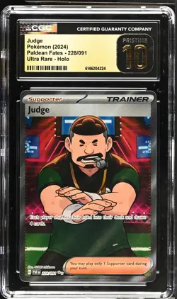 Judge 228/091 Ultra Rare Holo Paldean Fates Pokemon CGC 10 Pristine - Image 1