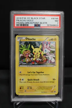 PSA 7 Pikachu Holo XY95 Black Star Promo 2016 Pokemon Breakpoint Blister Promo - Image 1
