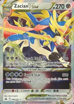 • Zacian V Star • 096/159 Ultra Rare Crown Zenith Holo Foil Pokemon TCG NM - Image 1