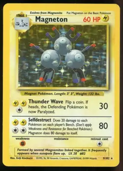 Pokemon TCG Magneton Holo Rare Base Set Unlimited 9/102 NM - Image 1
