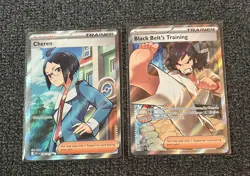 Pokemon 2 card Full Art Lot Black Belt's Training & Cheren Ascended Heroes - Image 1
