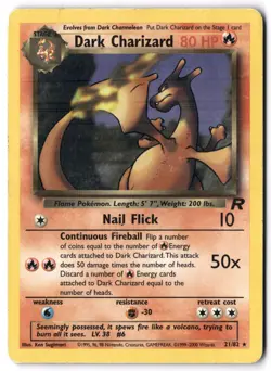 Pokemon Card - Dark Charizard 21/82 Unlimited Rare - Team Rocket - HP - Image 1