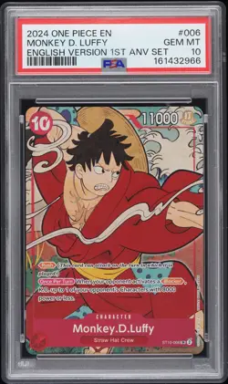 2024 ONE PIECE ENGLISH VERSION 1ST ANNIVERSARY SET #006 MONKEY D. LUFFY PSA 10 - Image 1